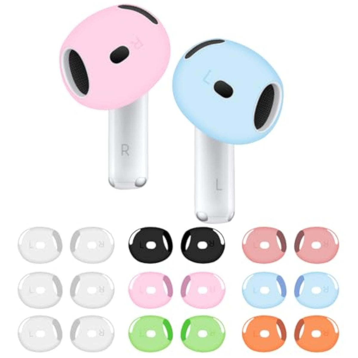 9 Pairs (Fit In Case) Ear Tips Compatible With Airpods 4, Replacement Ultra Thin Slim Silicone Eartips Earbuds Gel Cover Accessories Compatible With Airpods 4Th 2024 - White Multicolor