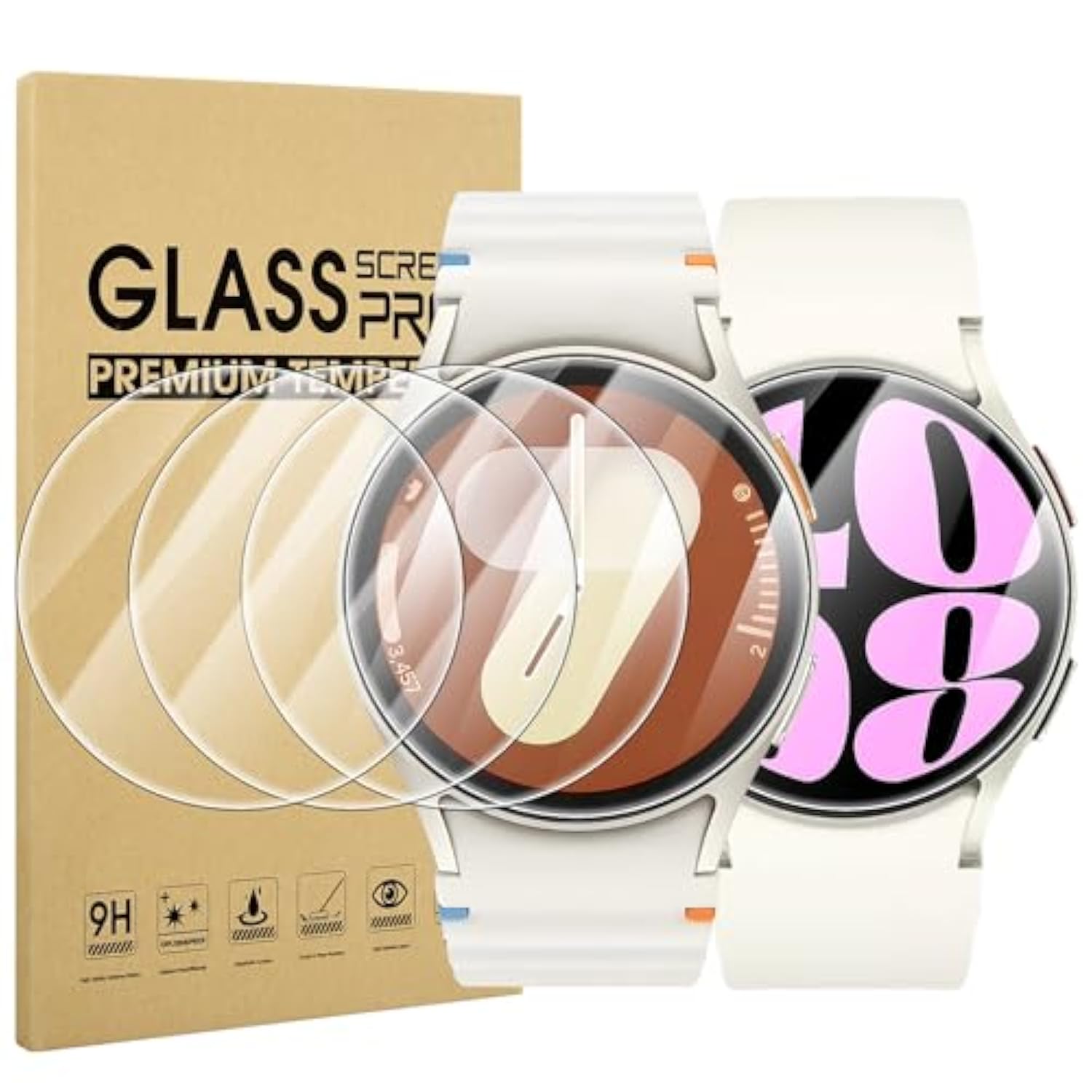 4Pack Screen Protector For Samsung Galaxy Watch 7/6/5/4 40Mm, Tempered Glass Protectors Perfectly Fit For Galaxy 40 Mm Smartwatches