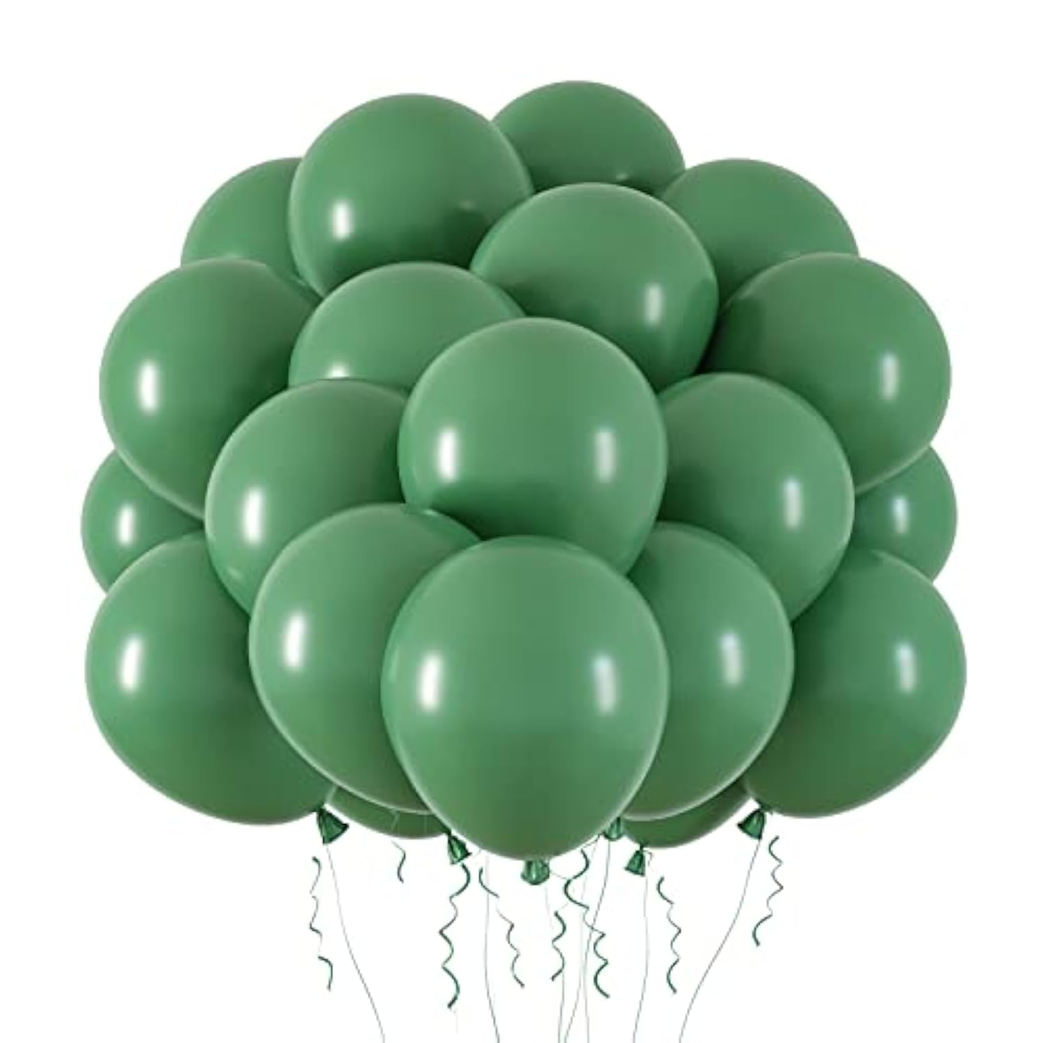 65-Pcs Sage Green 12" Latex Balloons with Ribbon for Parties & Events