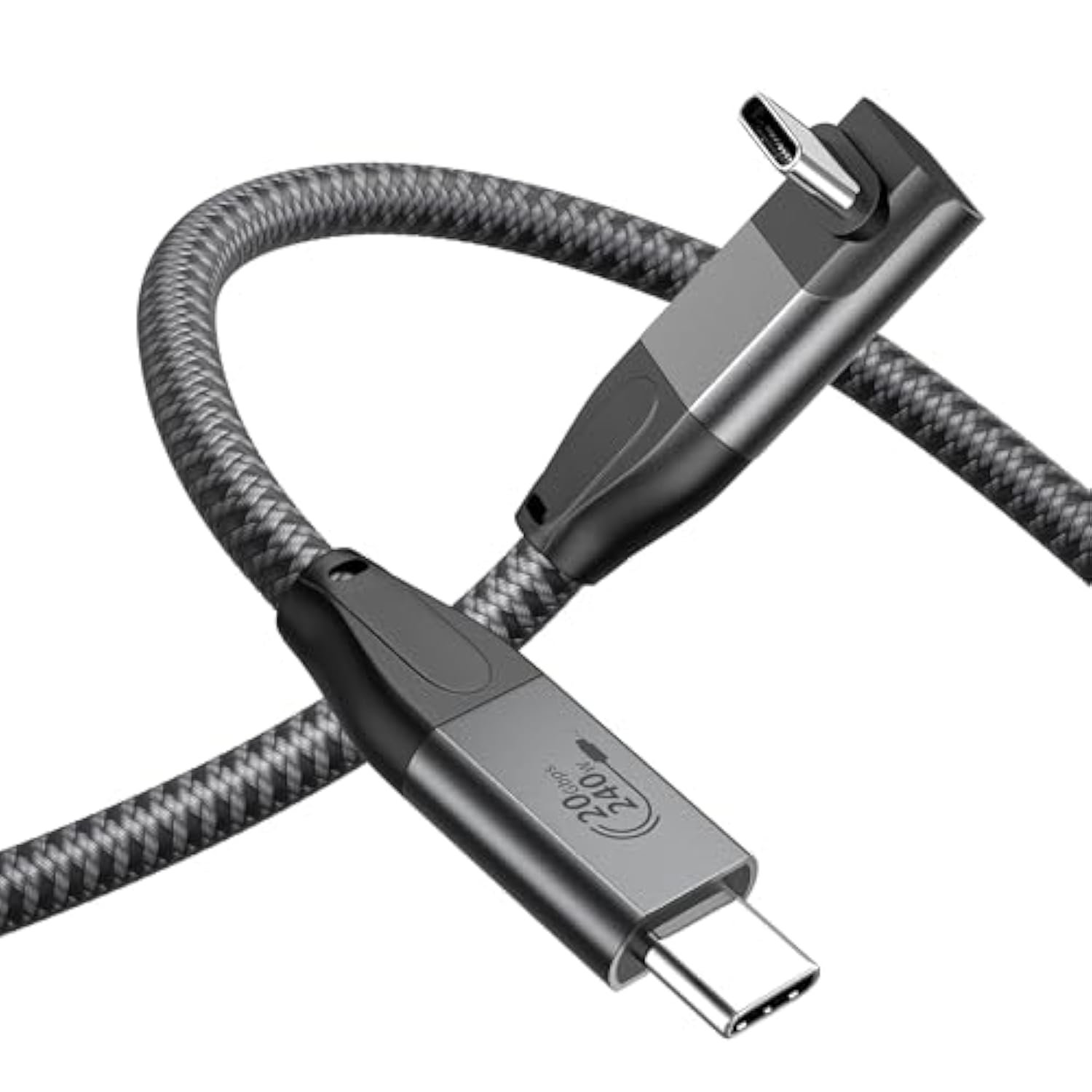 240W Usb C To Usb C Cable, Right Angle Usb C 3.2 Gen 2 Cable 20Gbps Usb Type C