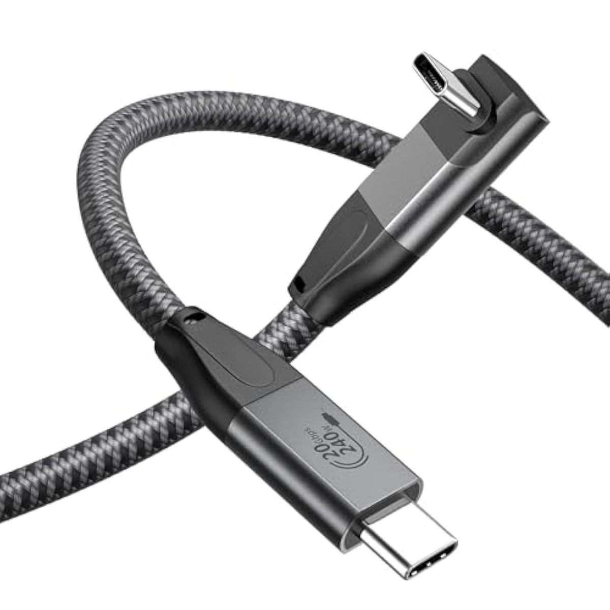 240W Usb C To Usb C Cable, Right Angle Usb C 3.2 Gen 2 Cable 20Gbps Usb Type C