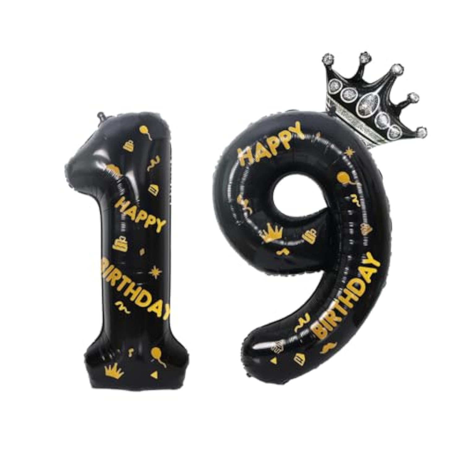 40-Inch Black Foil Number 19 Balloon for Birthday Anniversary Party Decor