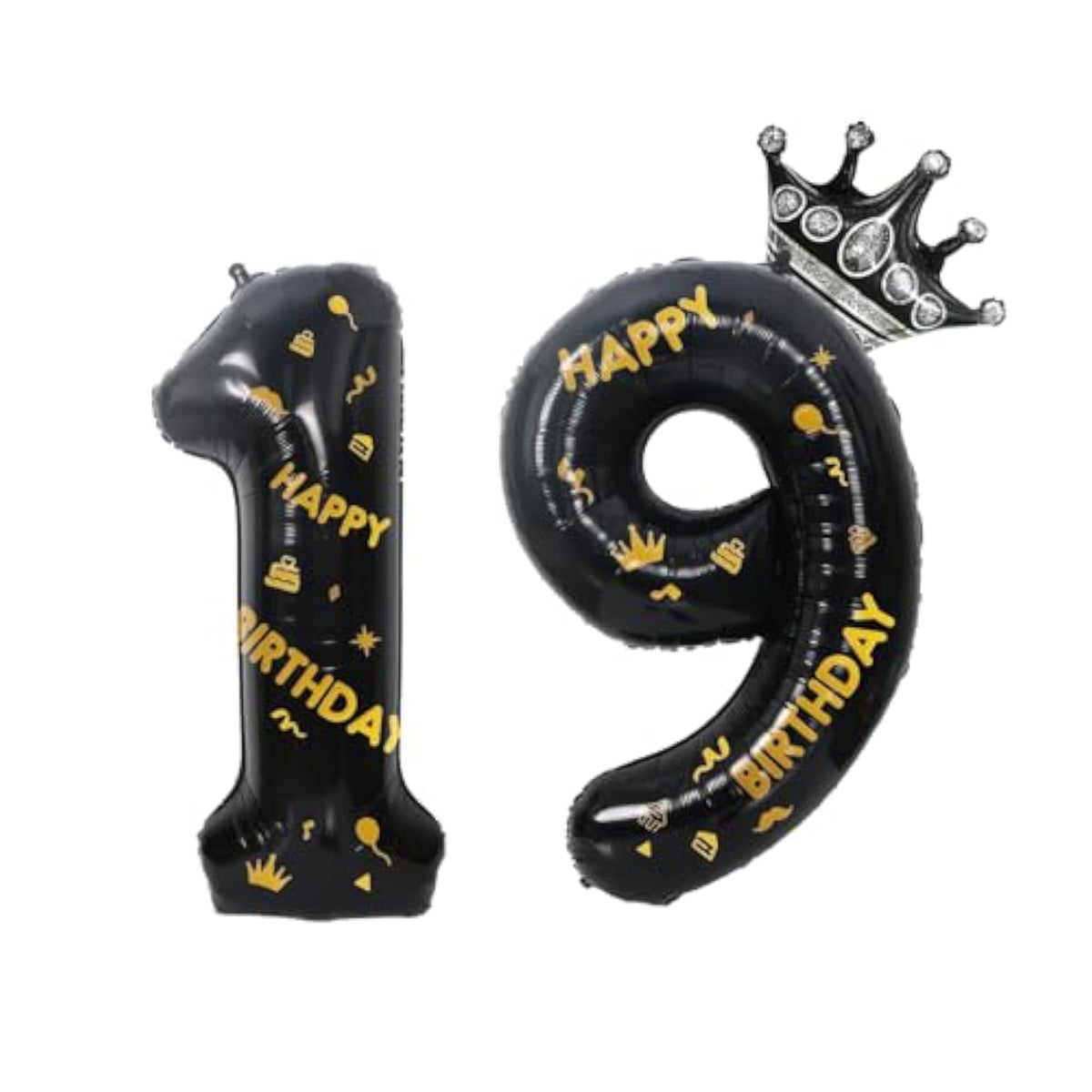 40-Inch Black Foil Number 19 Balloon for Birthday Anniversary Party Decor