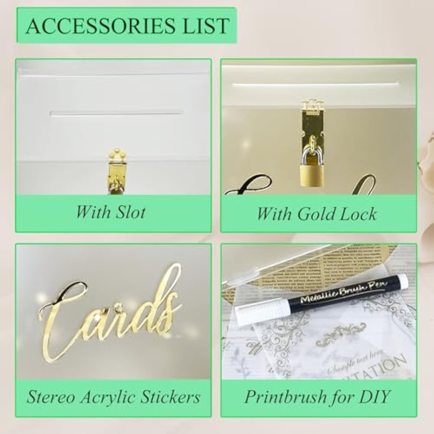 11 Inch Frosted Acrylic Wedding Card Box With Lock For Reception And Bridal Shower