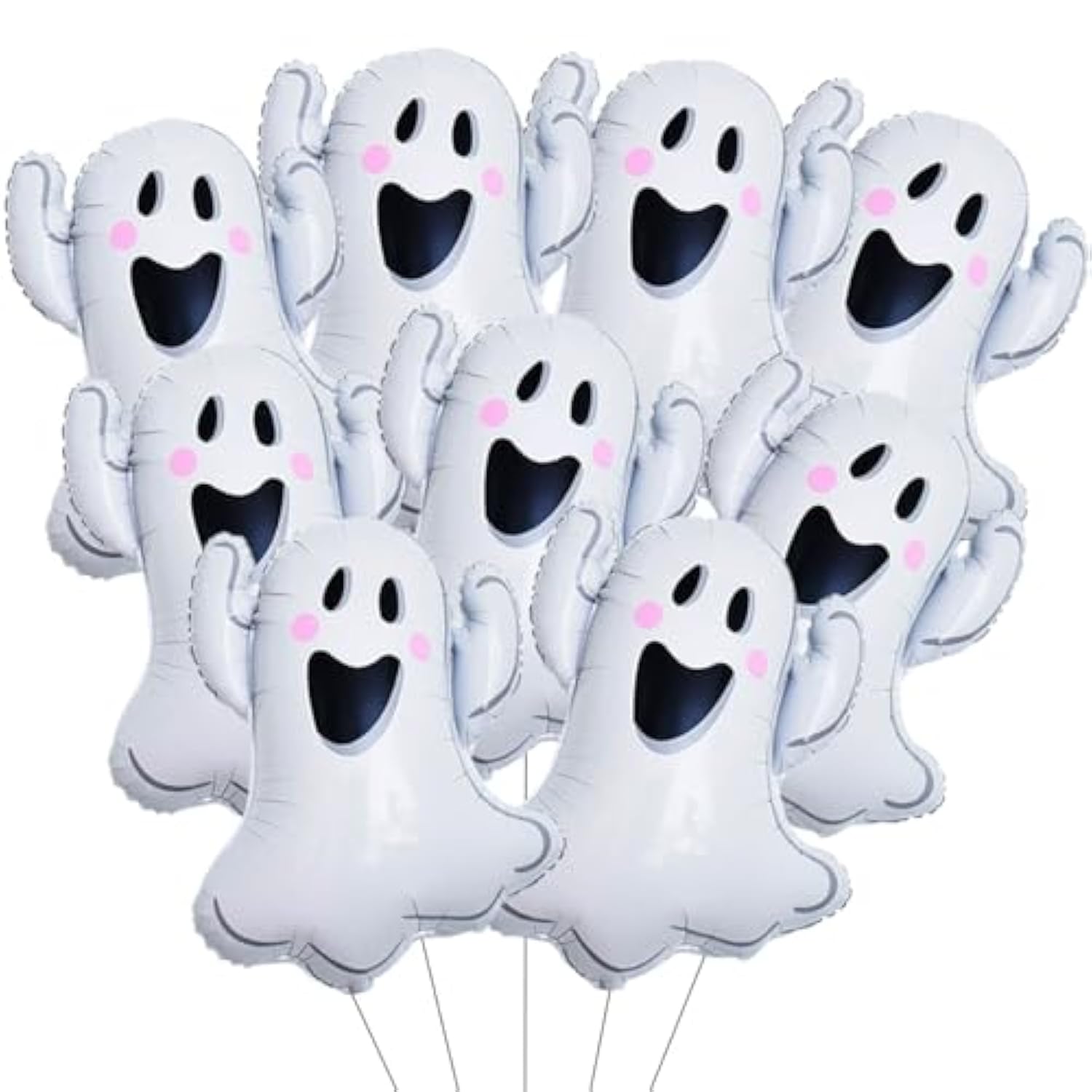 9Pc Halloween Foil Balloons – White Ghosts for Birthday & Party Decorations