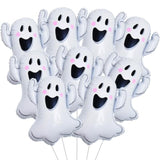 9Pc Halloween Foil Balloons – White Ghosts for Birthday & Party Decorations