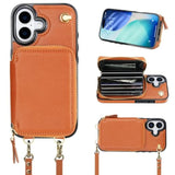 Crossbody Wallet Case For Iphone 17, Rfid Blocking Leather Purse Case With Card Holder, Protective Handbag Flip Cover With Zipper Wrist Strap Lanyard For Women 5G 6.3 Inch (Brown)