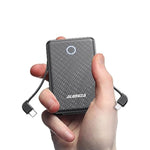Portable Charger Small Size Built In Cable 6000Mah Power Bank, External Battery Pack Lightweight Backup Charger, Ultra Slim Battery Backup Charger For Cell Phones