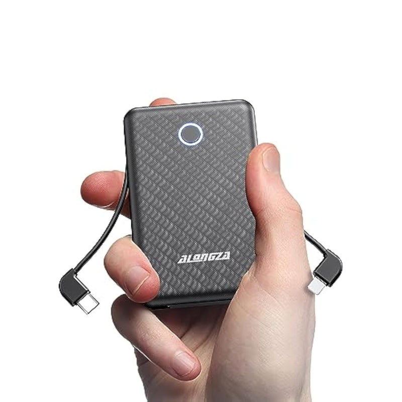 Portable Charger Small Size Built In Cable 6000Mah Power Bank, External Battery Pack Lightweight Backup Charger, Ultra Slim Battery Backup Charger For Cell Phones