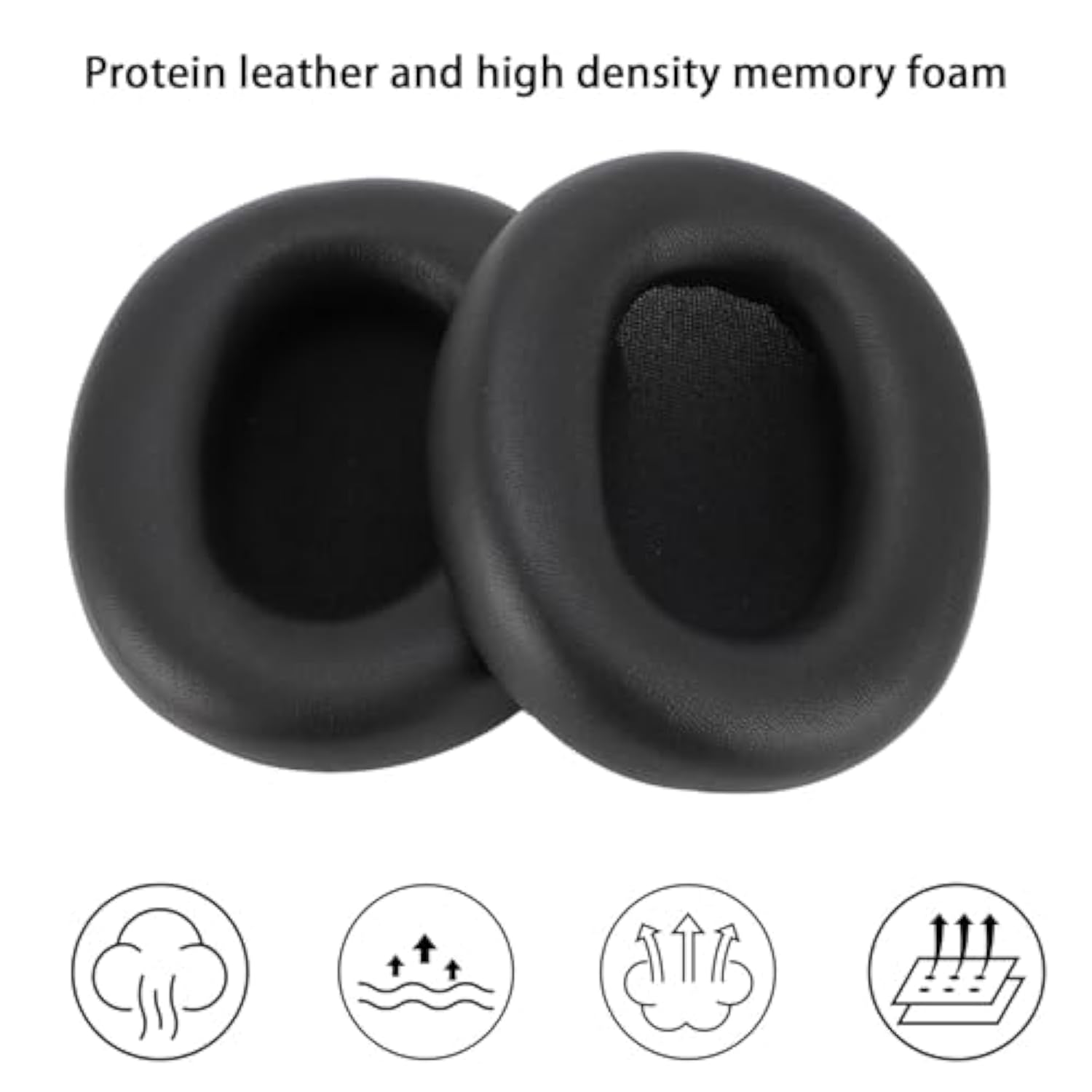 Earpads For 2, Protein Leather Memory Foam Replacement Ear Pads Soft And Stretchable With Noise Isolation Added Thickness