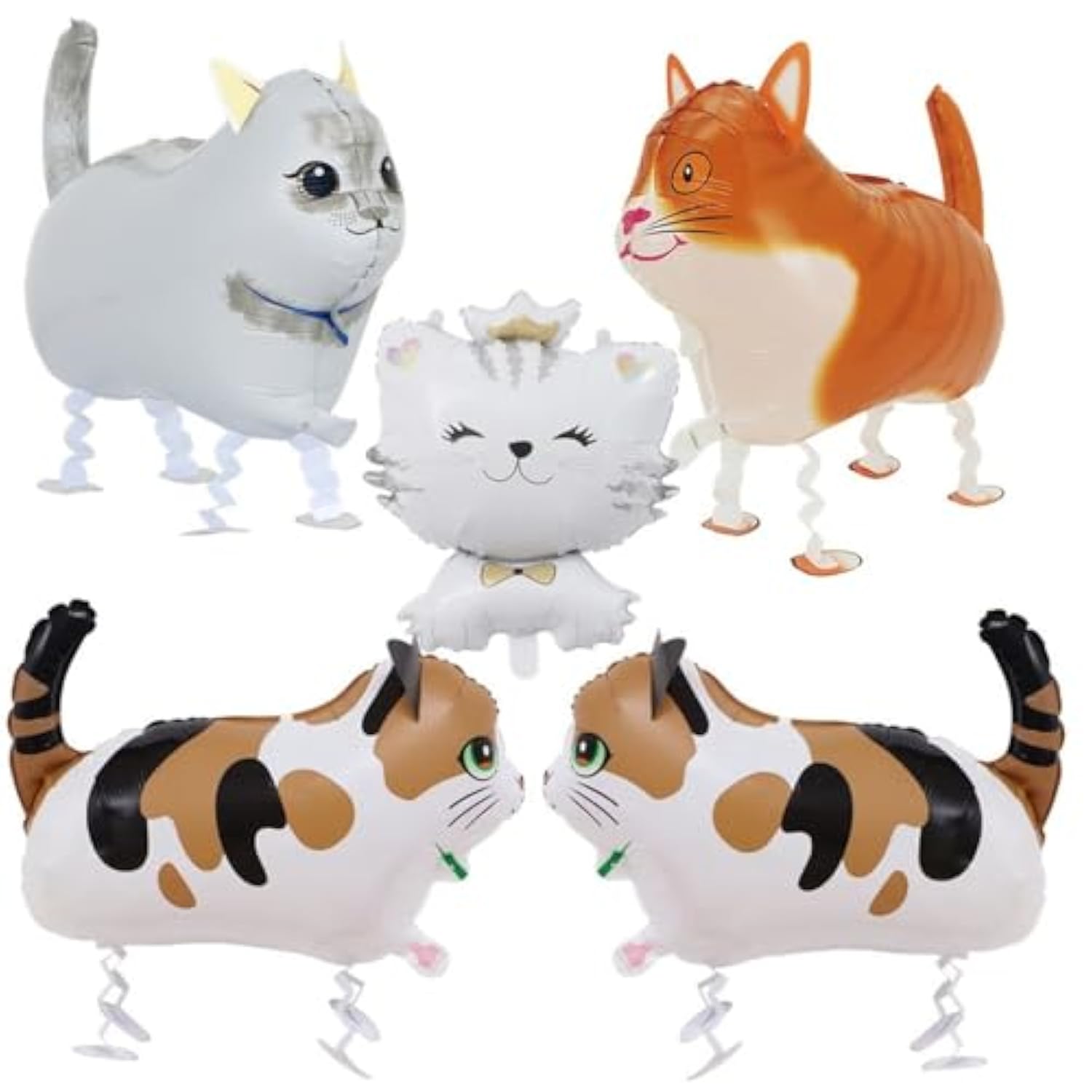 5 Pcs Cat Balloons Walking Cat Birthday Decorations for Kids Cat Lovers