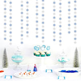 Snowflake-Snow Blue-Silver Christmas Party-Decoration Garland - 52Ft Winter Wonderland Frozen Ornaments Hanging Paper Streamers,New Years Birthday Baby Shower Ceiling Decor