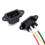 2Pcs Iec 320 C14 Male 3 Pins Screw Mount Inlet Ac Power Plug Adapter Connector Socket Ac 250V 10A Black With Wires