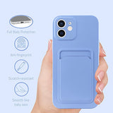 Compatible With 12 Case Tpu Card Holder Wallet Cover,Camera Protection + Screen Protector Soft Card Slot Phone Case -Purple