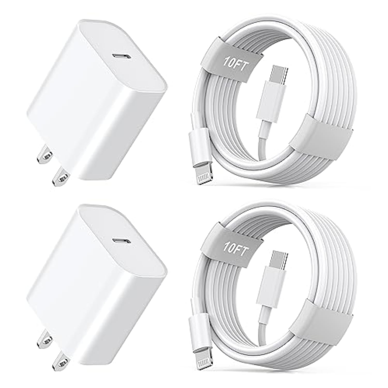 Iphone11 12 13 14 Fast Charger,2Pack 20W Iphone Charger Fast Charging Block Adapter With 10Ft Usb-C To Lightning Data Sync Charging Cord For Iphone 14 13 12 11 Pro Max Xs Xr X 8