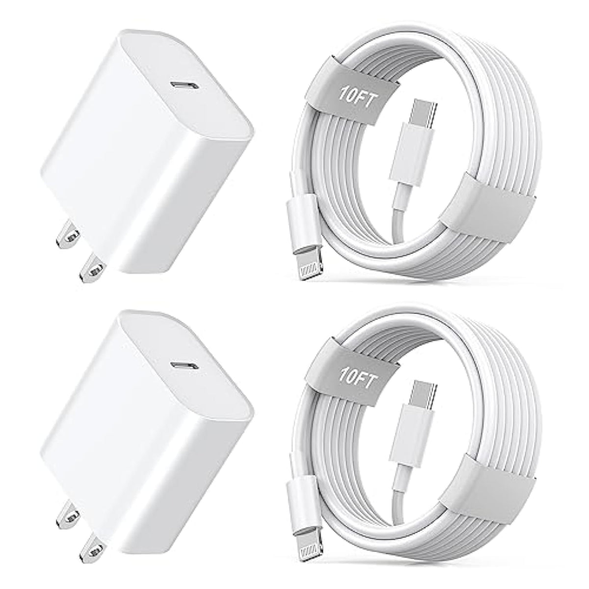 Iphone11 12 13 14 Fast Charger,2Pack 20W Iphone Charger Fast Charging Block Adapter With 10Ft Usb-C To Lightning Data Sync Charging Cord For Iphone 14 13 12 11 Pro Max Xs Xr X 8