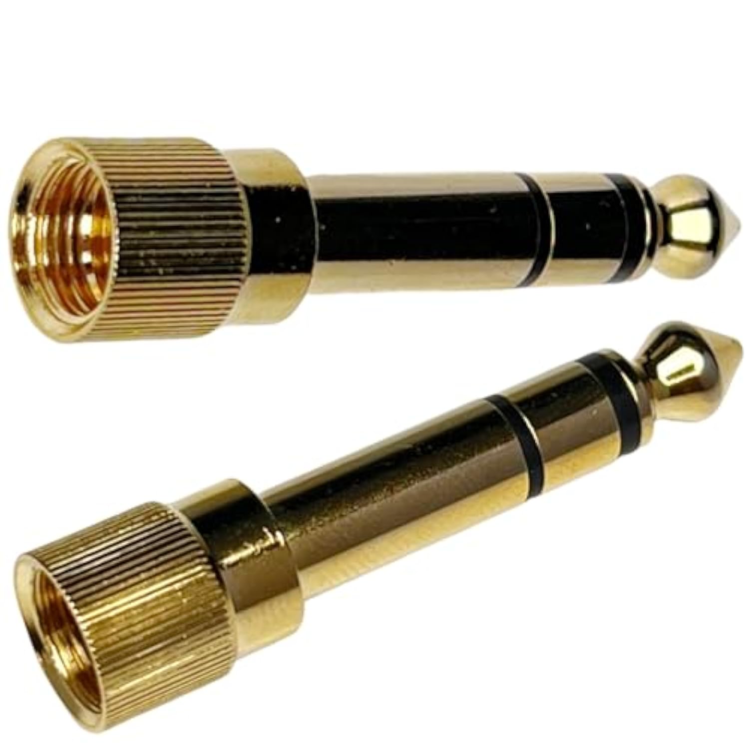 2-Pack 1/4" Stereo Phone Screw-On Adapter - Male 1/8" To Male 1/4" - 3.5Mm Stereo To 6.35Mm Stereo