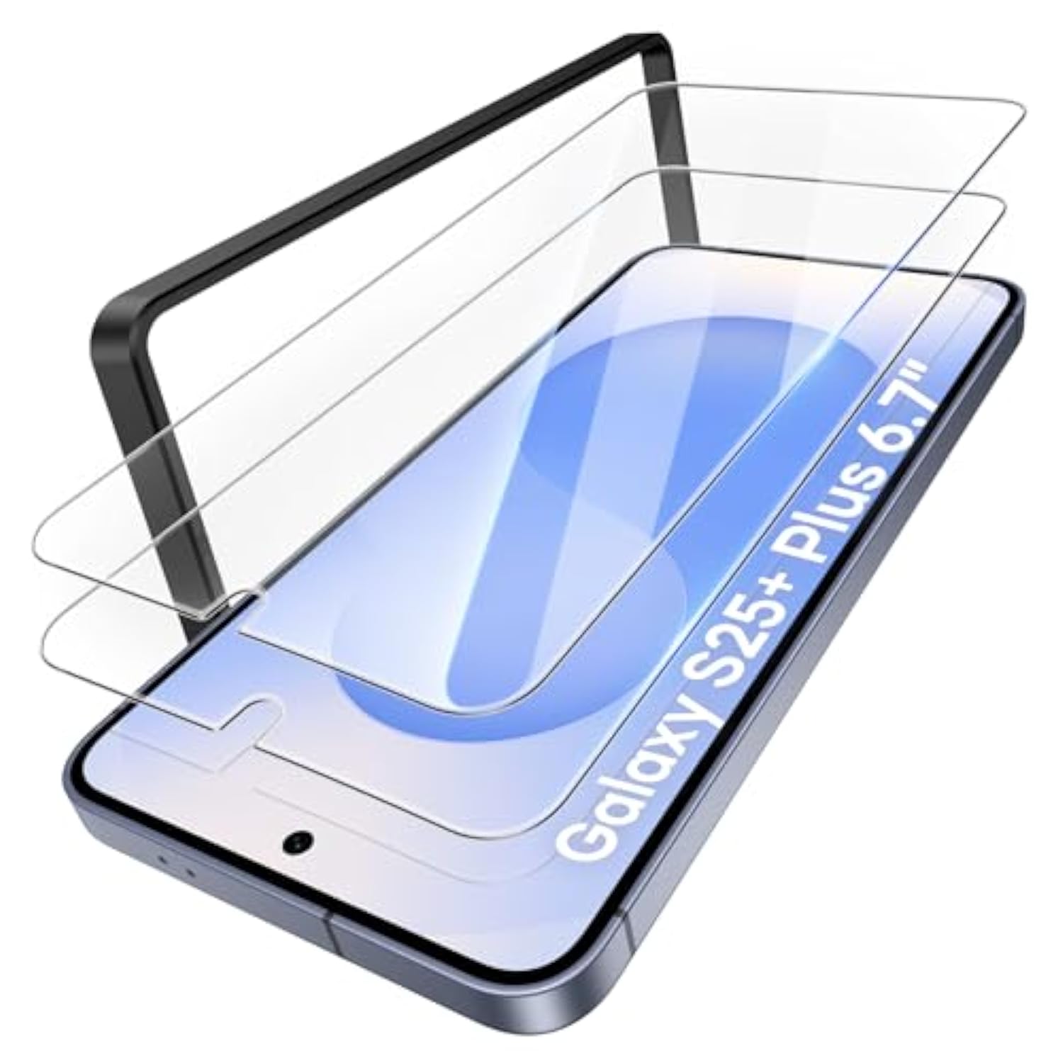 2 Pack Screen Protector For Samsung Galaxy S25+ Plus, Military Grade Shatterproof [9H Hardness], Full Coverage Fit Hd Tempered Glass Durable Screen Protector For Galaxy S25+ Plus 6.7"