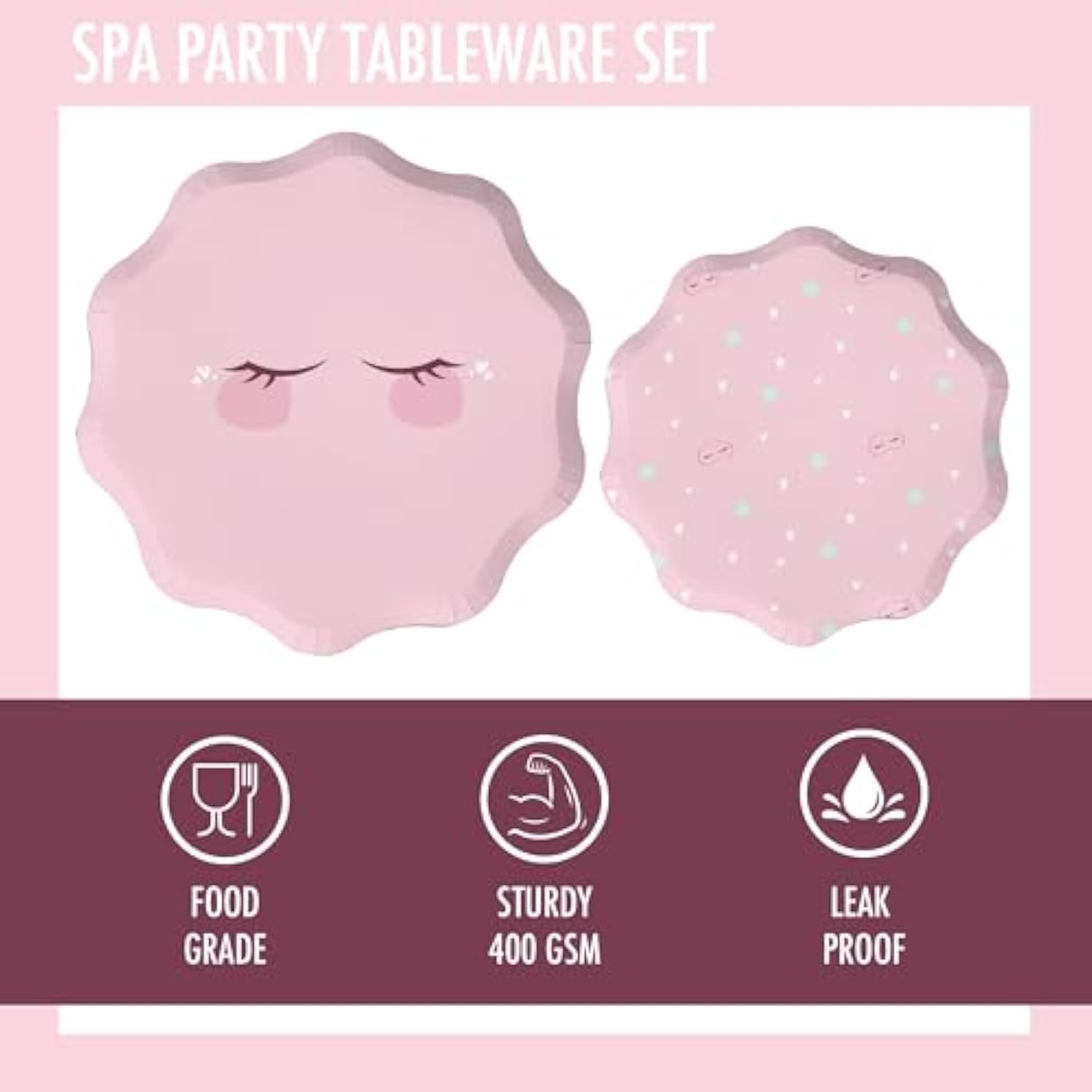 64 Pcs Spa Party Paper Plates, Napkins & Forks | Spa Party Supplies For Girls | Sleepover Decorations (Serves 16)