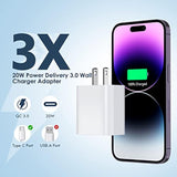Iphone 16/15 Fast Charger Block,?3Pack?20W Usb C Wall Charger Block Super Fast Charging Blocks Plug Bricks Pd Type C Adapter For Apple Iphone 16 Pro Max/15 Plus/14/13/12/11/X/Airpods/Ipad Pro/Air/Mini