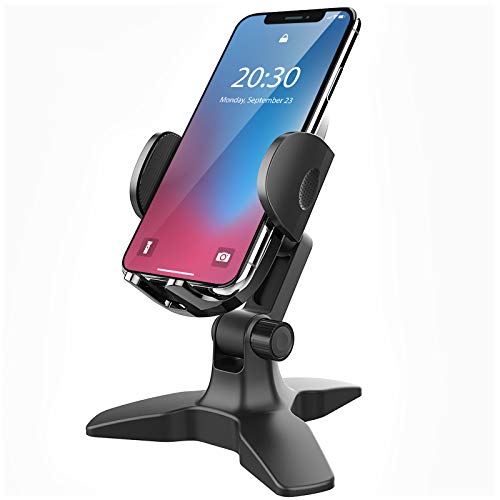 Heavy Duty Phone Stand - Adjustable Desktop Holder for Video Calls, Compatible with 4.7-6.8" Smartphones & Thick Cases, Perfect for Home Office