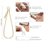 Phone Wrist Strap Metal Phone Chain Wristlet Strap Detachable Iphone Lanyard Wrist With 2 Tether Tabs Iphone Charm Strap For Women Girls Shopping Traveling Party Walking Gold