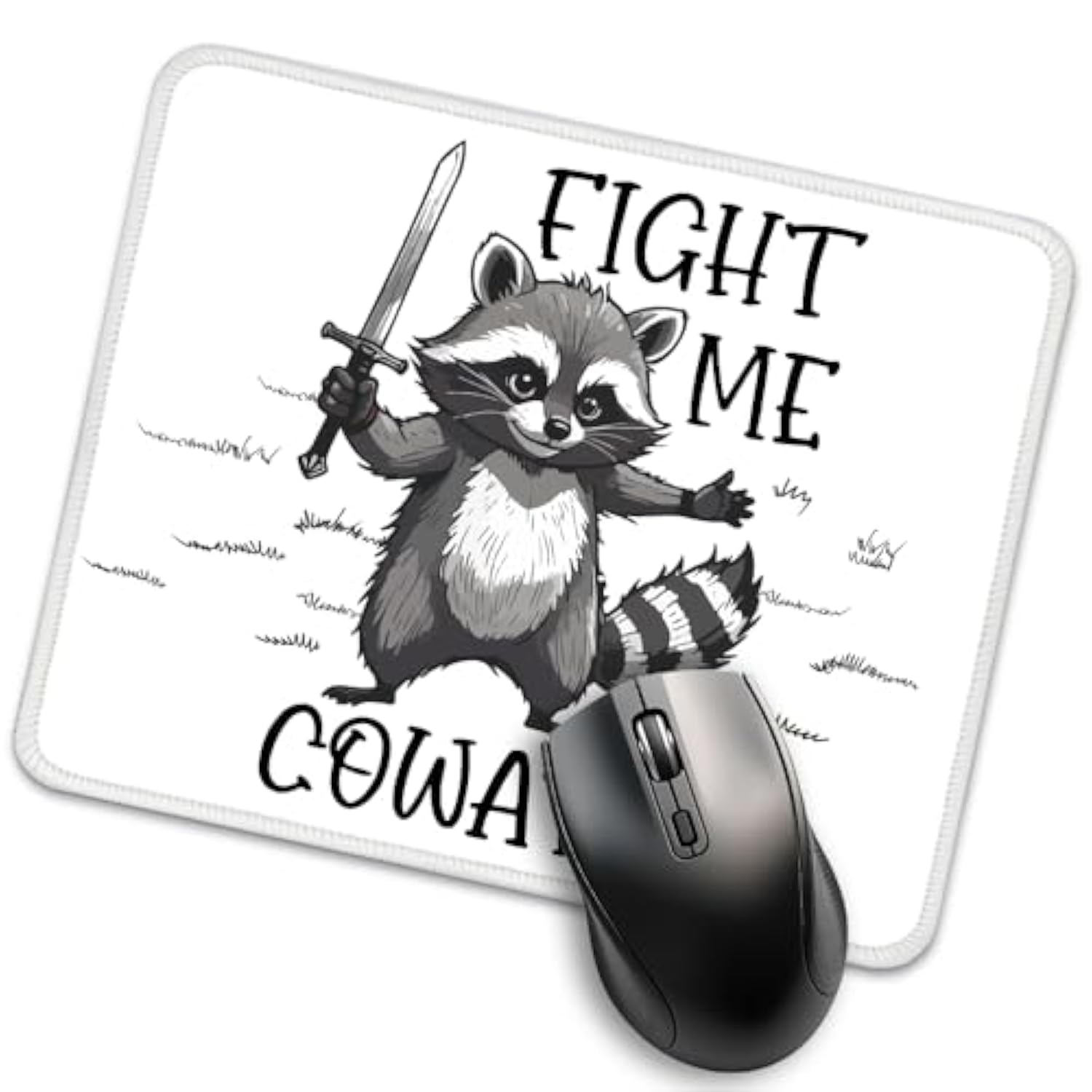 Fight Me Coward Mouse Pad For Desk, Funny Raccoon Gifts For Men Women, Sarcastic Mousepad Gifts For Coworkers Colleagues Friend, Christmas Halloween Birthday Office Gifts For Raccoon Lover