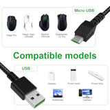 Mouse Charging Cable Micro Usb Charger Cord Compatible With Razer Naga Pro 20000 Dpi, Viper Ultimate, Razer Deathadder V2 Pro/Basilisk Ultimate Gaming Mouse, Nylon Braided, 5.9 Feet