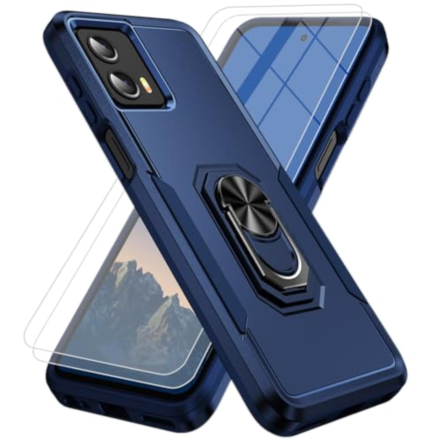 For Moto G 5G 2023 Case (Xt 2313) [Not Fit Power/Stylus] [15 Ft -Grade Drop Protection], Motorola G 5G 2023 Case With 2X Tempered Glass Screen Protector, Case For Moto G 5G 2023 (Dark Blue)