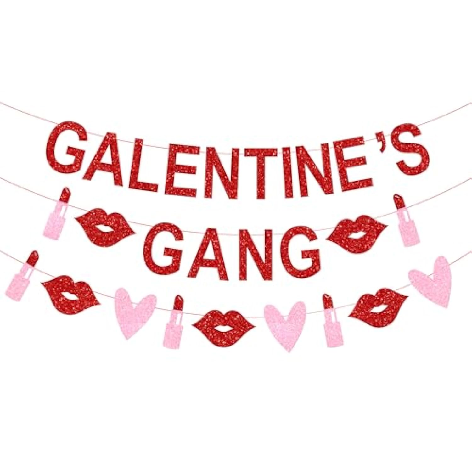 Galentine’S Gang Banner, Happy Galentine’S Day Banner, Galentines Day Decorations, Hgb Valentine’S Day Party Decorations, Girl Lady Galentines Day Party Decorations With Hearts Garland, Pre-Assembled