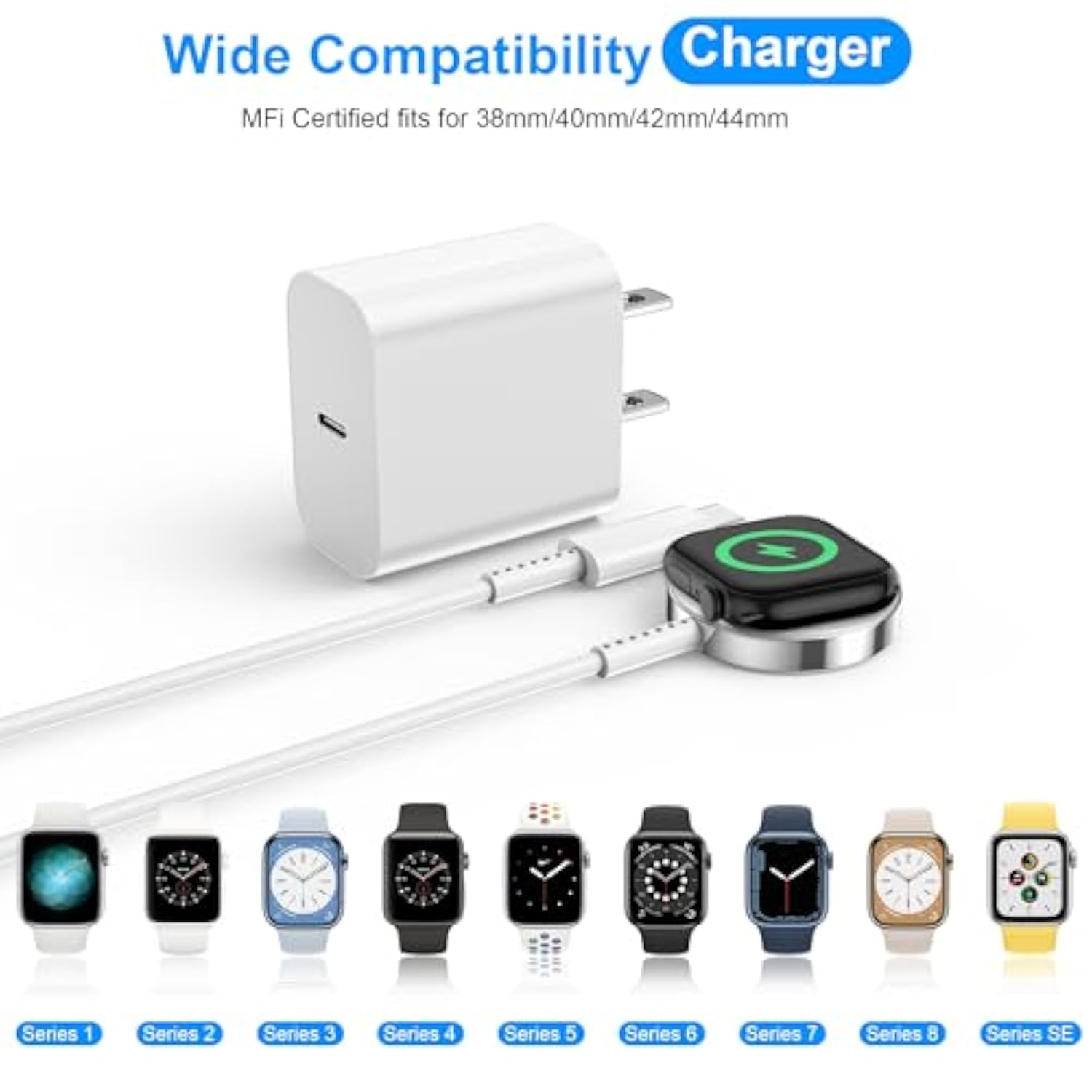 Apple Watch Fast Smart Iwatch Charger 3Ft Magnetic Charging Cable With Usb C Wall Charger For Ultra2/Ultra/Series 9/8/7/Se/6/5/4/3/2/1