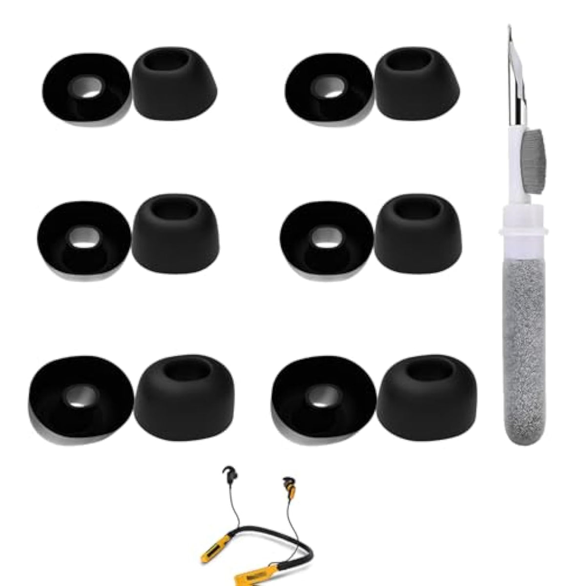 6 Pairs Replacement Silicone Ear Buds Tips Compatible With Dewalt Jobsite Pro/Jobsite Pro Max/Jobsite, Monster, Cotoe, Yinyoo, Tonemac, Fits In Case, With 3-In-1 Cleaner Kit, S/M/L