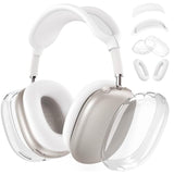 Silicone Case Cover For Airpods Max Headphones,Clear Soft Tpu Ear Cups Cover/Ear Pad Case Cover/Headband Cover Transparent Accessories For Apple Airpods Max (2024/2020)(Usb-C/Lightning),White [4 In 1]