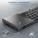 Foldable Keyboard With Touchpad, Bk08 Portable Tri-Folding Bluetooth Keyboard For Ipad, Iphone, Windows, Mac & Android  Connect Up To 3 Devices