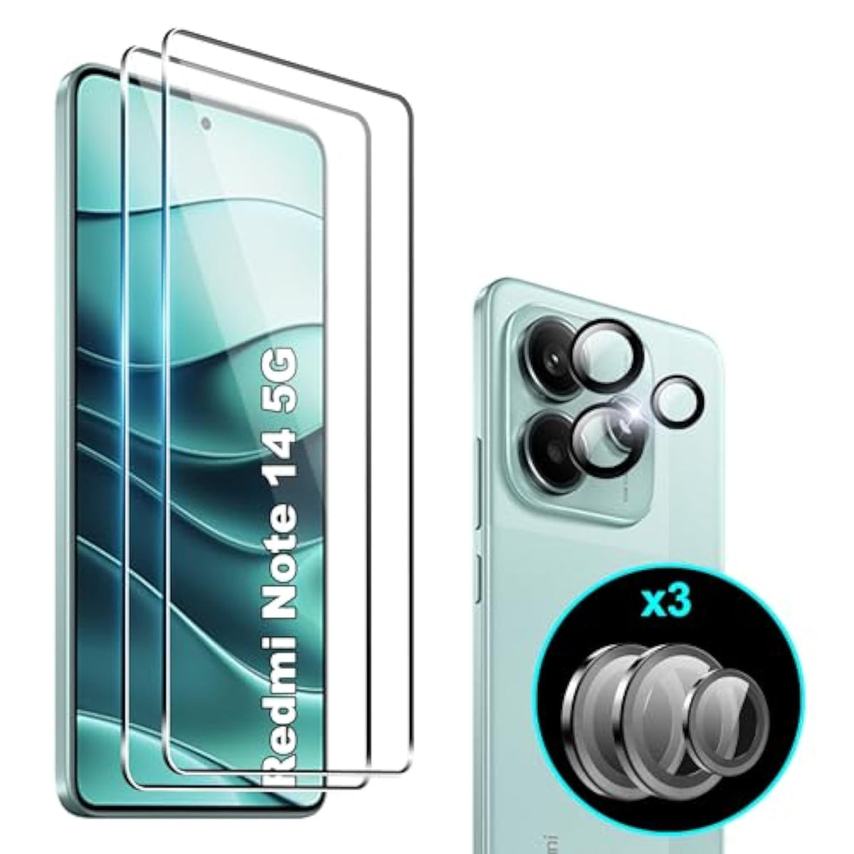 For Xiaomi Redmi Note 14 5G Screen Protector,[2+3 Pack] Screen Protector+Camera Lens Protector,9H,Tempered Glass,Bubble-Free,Anti-Scratch