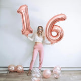 16Th Birthday Number Balloons For Girls, 40 Inch Foil Self Inflating Number 16 Balloons With Rose Gold Confetti Balloons, Large 1 & 6 Balloons For Women 61St Birthday Party Anniversary Decor Supplies