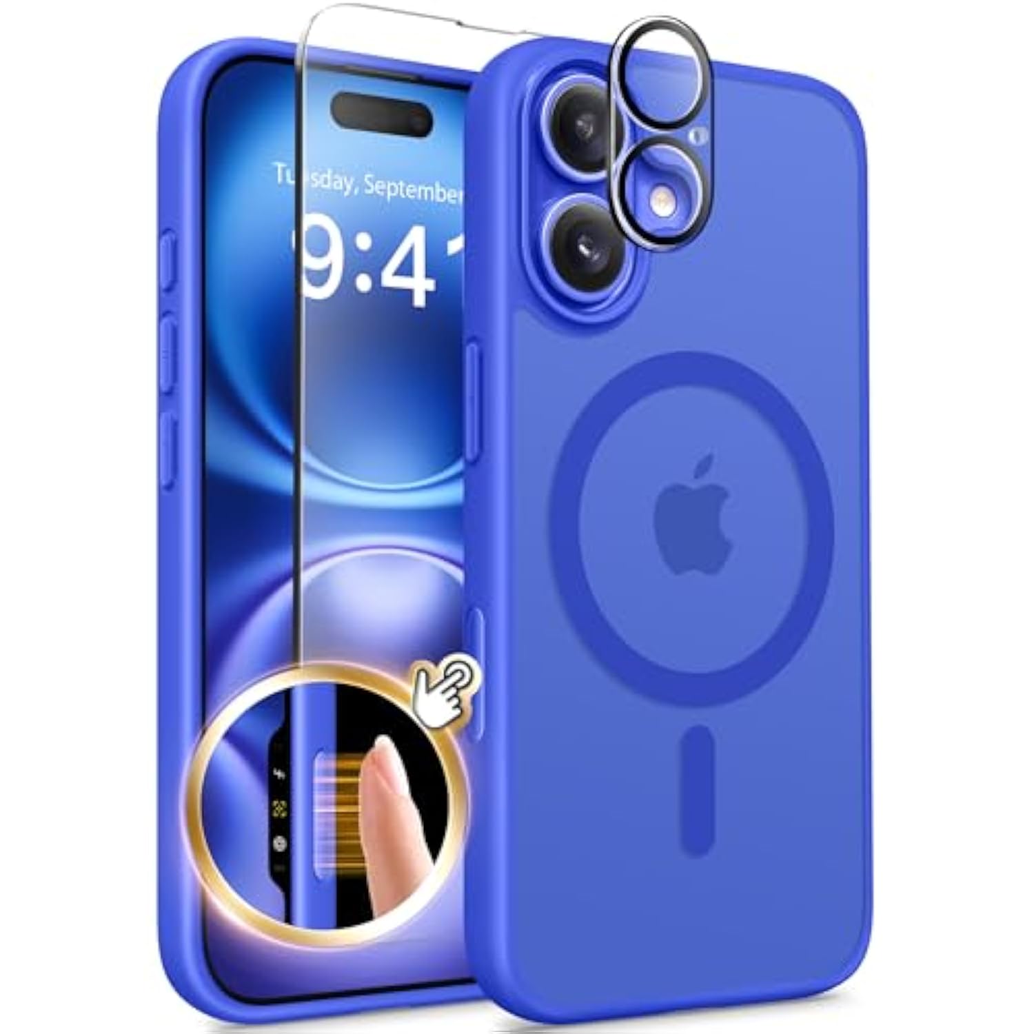 Magnetic For Iphone 16 Case With Camera Control Button,[Compatible With Magsafe][With Screen Protector & Camera Cover]Matte Translucent Shockproof Protective Iphone 16 Phone Case (Ultramarine)