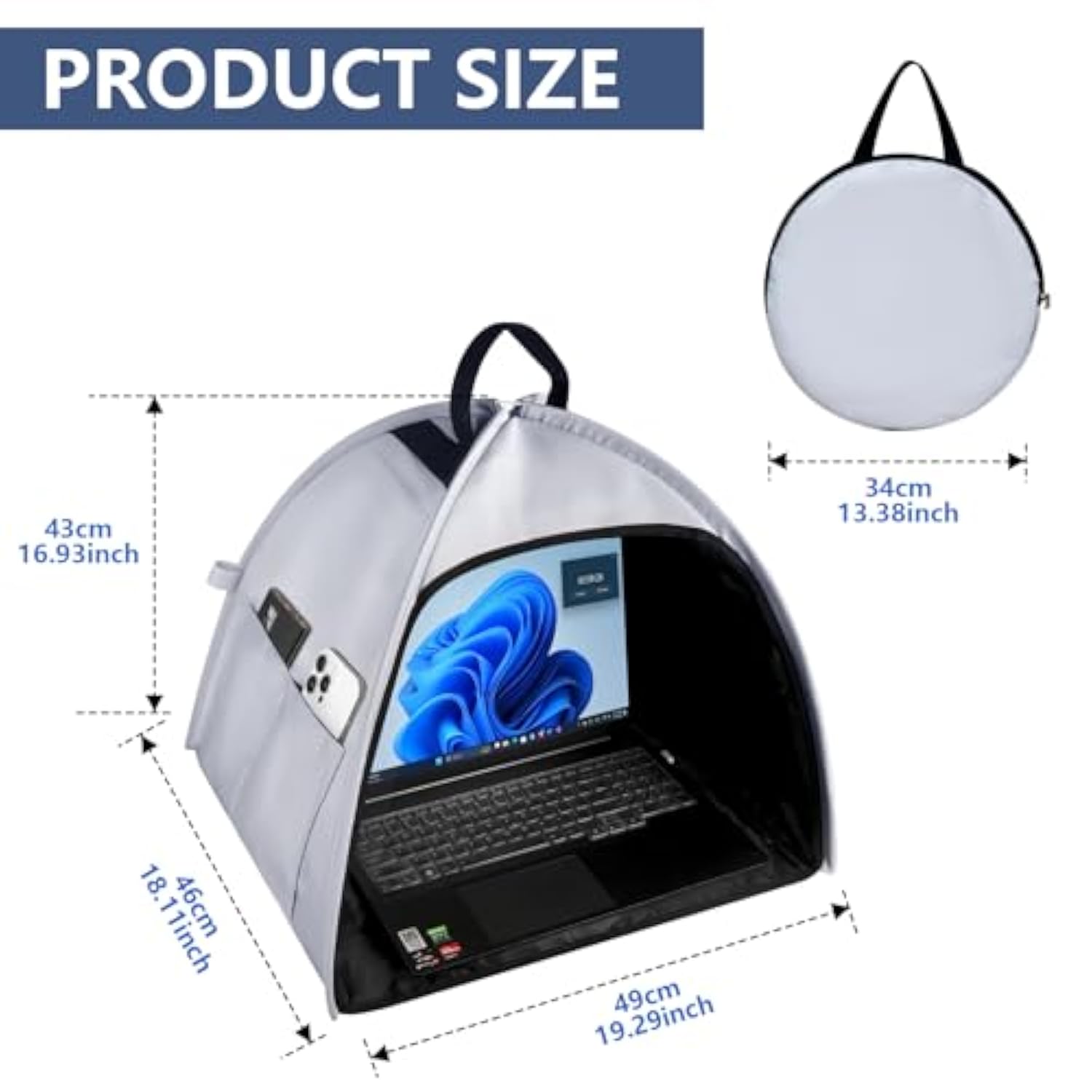 Universal Foldable Laptop Sun Shade & Privacy Shield -Fits 13-16 Inch Macbook, Dell, Surface - Blocks Sunlight, Protects Privacy, Working Outdoor Travel,Anti - Glare(Have Patents),Grey