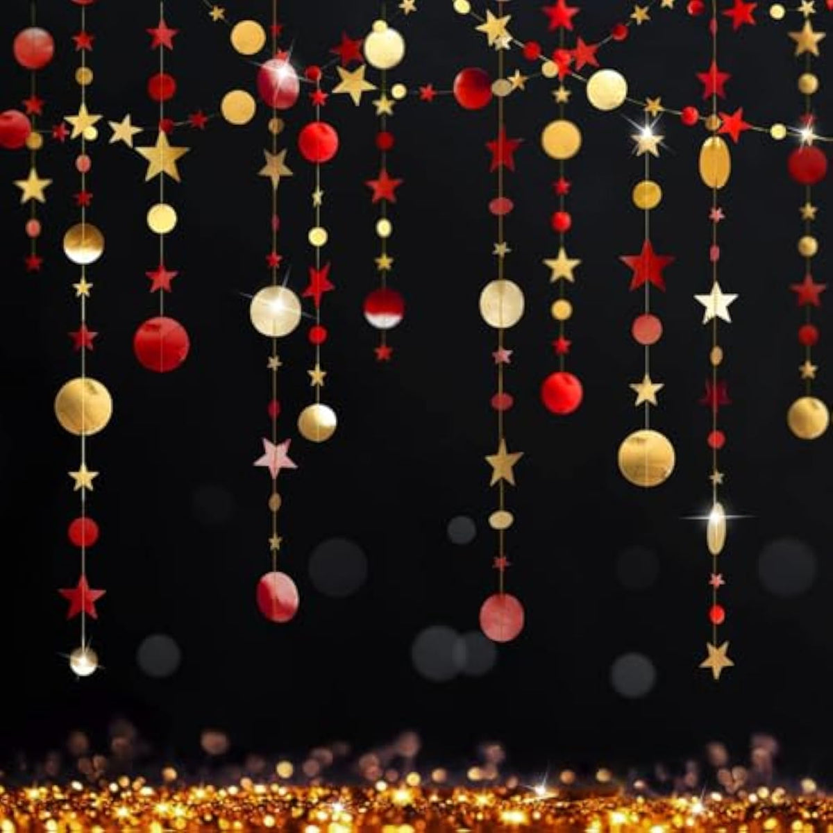 Gold Maroon Party Decorations Red Circle Dots Garland Burgundy Twinkle