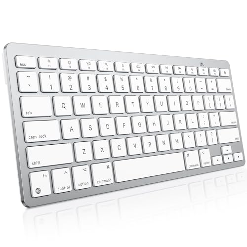 Wireless Keyboard For Mac, Compact Ultra-Slim Design (No Number Pad), Stable Bluetooth Keyboard For Mac, Ergonomic And Portable, Compatible With Macbook Pro/Air/Imac, Silverwhite