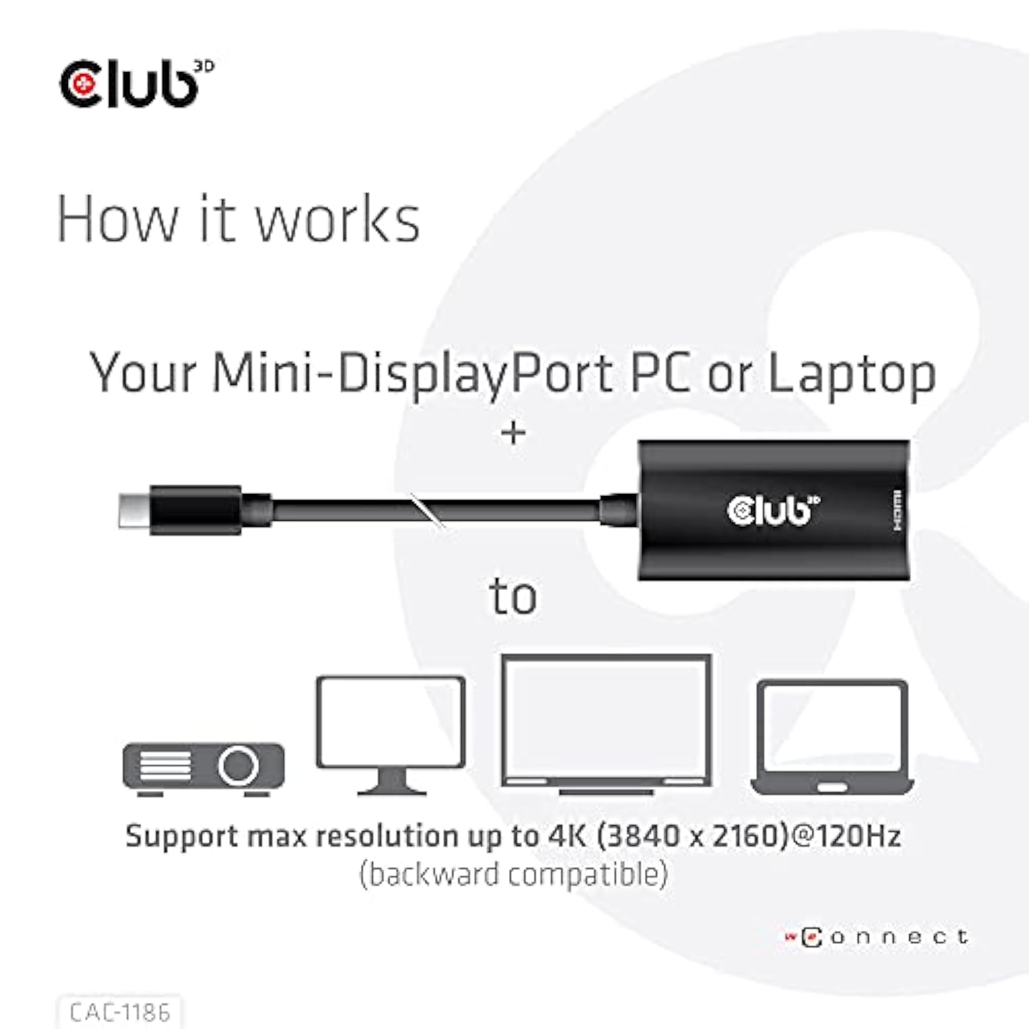 Mini Displayport 1.4 To Hdmi 4K 120Hz And 8K Active Adapter M/F Cac-1186