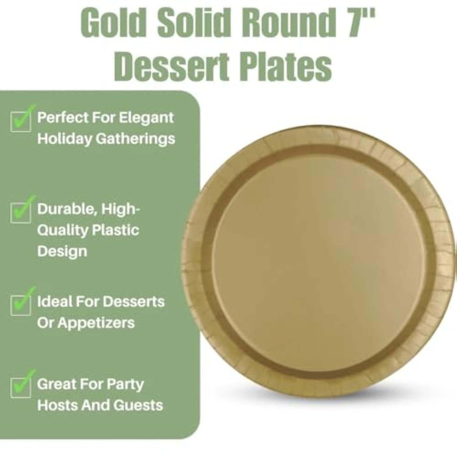 Gold Solid Round Dessert Plates - 7"( Pack Of 20) - Premium Quality & Contemporary Design - Perfect For Elegant Events & Celebrations