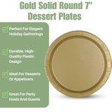 Gold Solid Round Dessert Plates - 7"( Pack Of 20) - Premium Quality & Contemporary Design - Perfect For Elegant Events & Celebrations