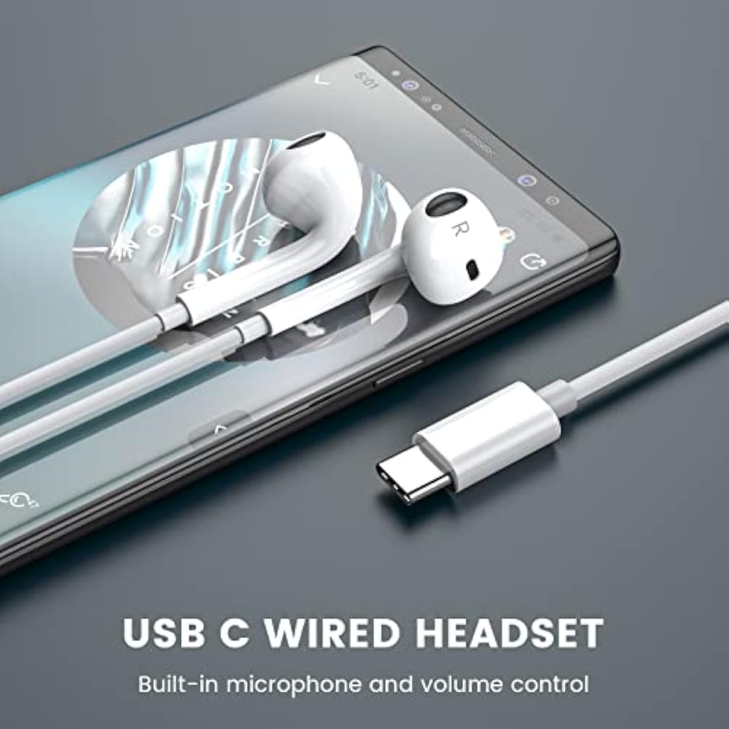 Usb C Headphone Wired Earbuds In Ear Headphones With Mic And Volume Control Co