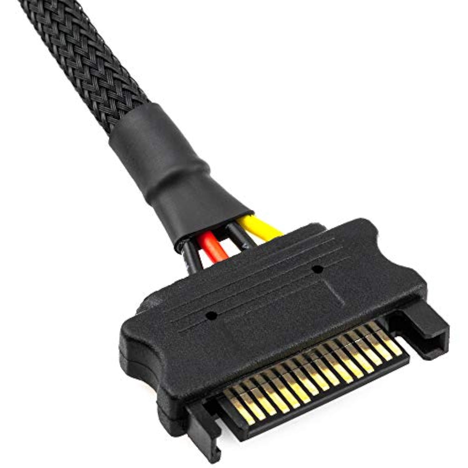 Crj Sleeved 15-Pin Sata Power Extension Cable - 12" Length For Extending Ssd A