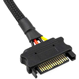 Crj Sleeved 15-Pin Sata Power Extension Cable - 12" Length For Extending Ssd A