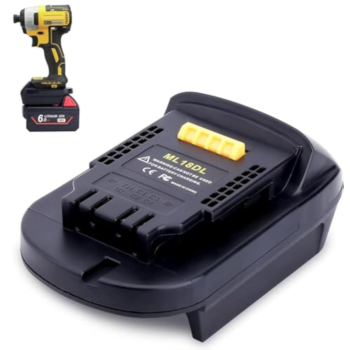 Ml18Dl Battery Adapter Compatible With Dewalt 20V Cordless Tools, Adapter Convert For Milwaukee 18V M18 Battery To Replacement For Dewalt 20V Max Lithium Battery (Adapter Only)