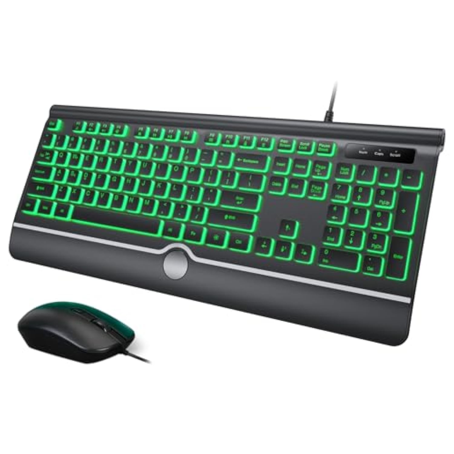 Wired Keyboard And Mouse Combo, Backlit Computer Keyboards With Wrist Rest, Light Up Keyboard Easy To See, 7-Color Backlit Keyboard And Optical Mouse For Windows, Pc, Laptop, Usb Plug And Play