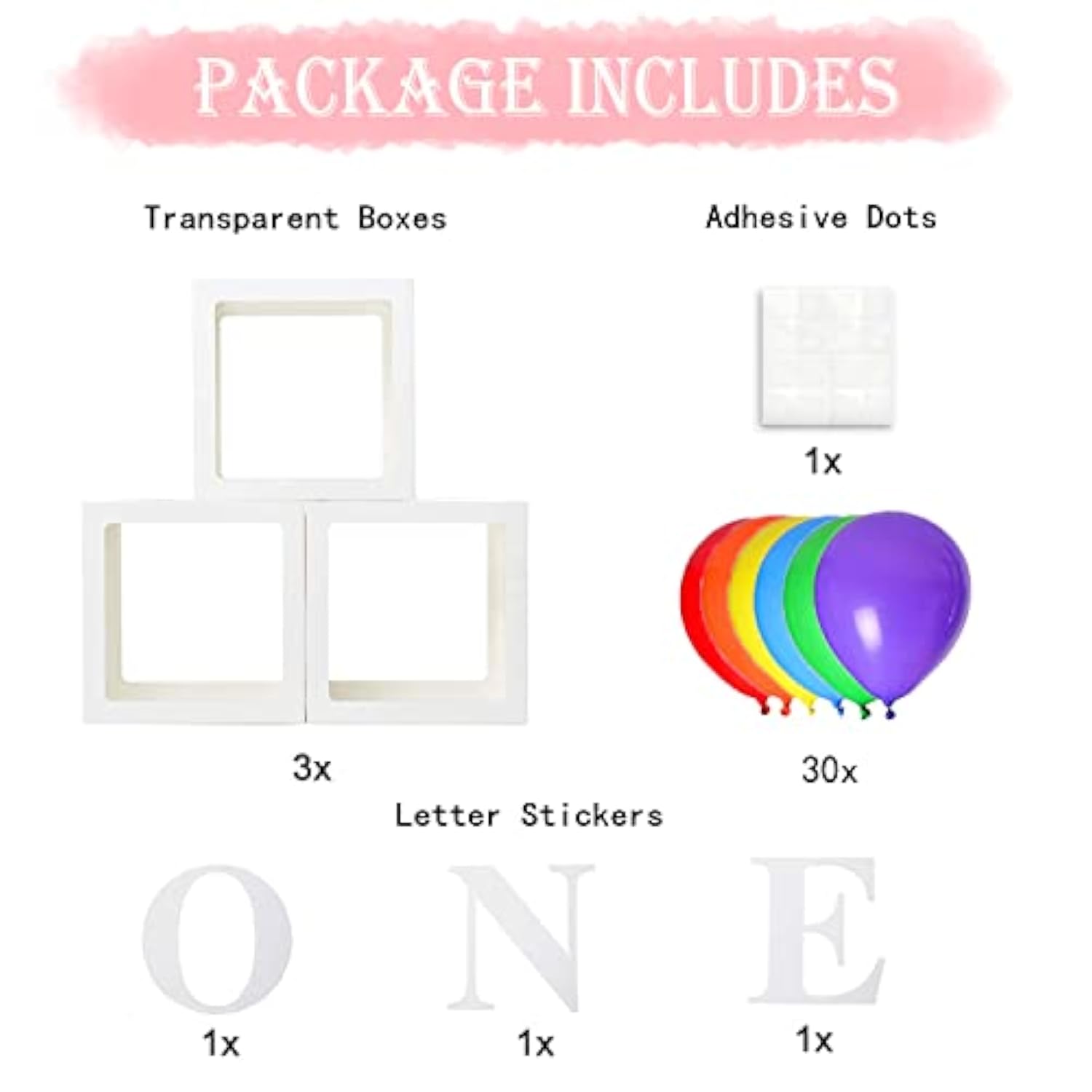 First Birthday Balloon Box Set: Rainbow Party Decor