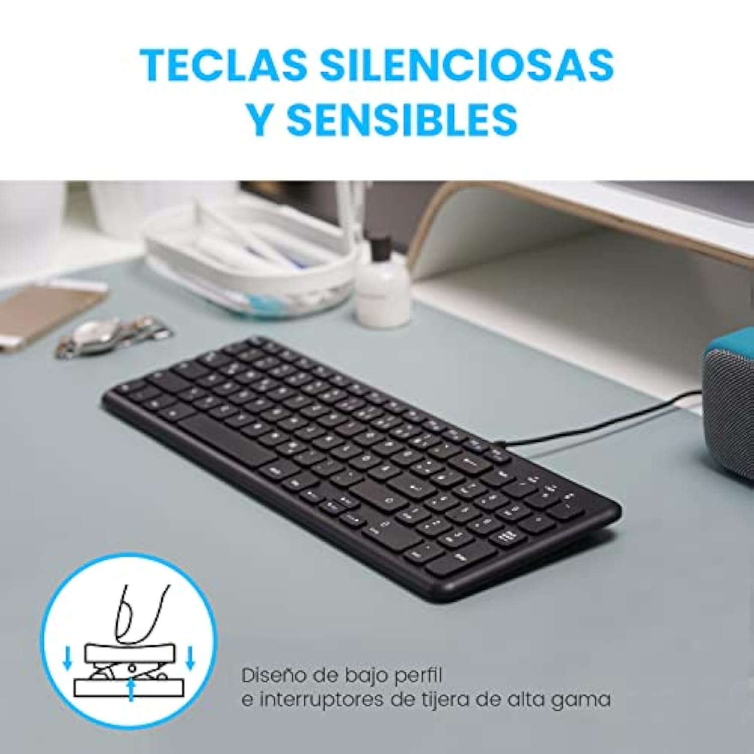 Perixx PERIBOARD-213B ES Teclado con Cable USB y Teclas Multimedia - Las tecla